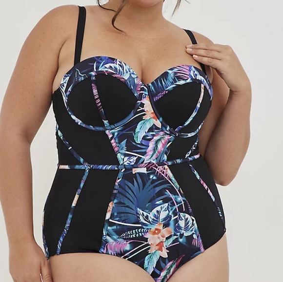 🔶SLIM FIX UNDERWIRE PIPING ONE PIECE SWIMSUIT - Picture 5 of 12